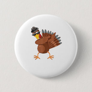Dabbing Turkey Shirt Thanksgiving Boys Kinder Mann Ronde Button 5,7 Cm