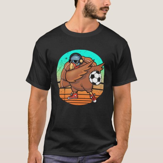 Dabbing Turkey Soccer Player Thanksgiving Day Fea T-shirt (Voorkant)