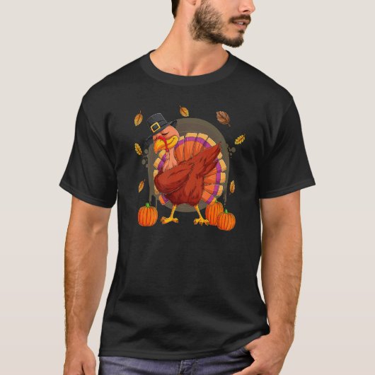 Dabbing Turkey  Thanksgiving Boys Kids Men Turkey  T-shirt (Voorkant)