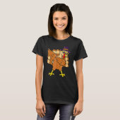 Dabbing Turkey Thanksgiving Day Pilgrim Boys Girls T-shirt (Voorkant volledig)