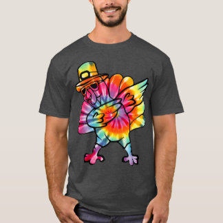 Dabbing Turkey tie tie dye Thanksgiving Day Gifts  T-shirt