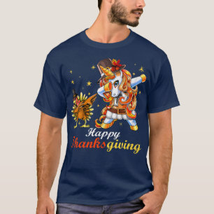 Dabbing Turkije Eenhoorn Pelgrim Kostuum Gelukkig T-shirt