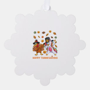 dabbing turkije eenhoorn Thanksgiving voor meisjes Ornament Kaart