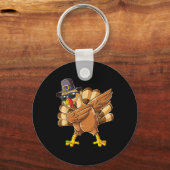 Dabbing Turkije gelukkig Thanksgiving dankbaar Tur Sleutelhanger (Voorkant)