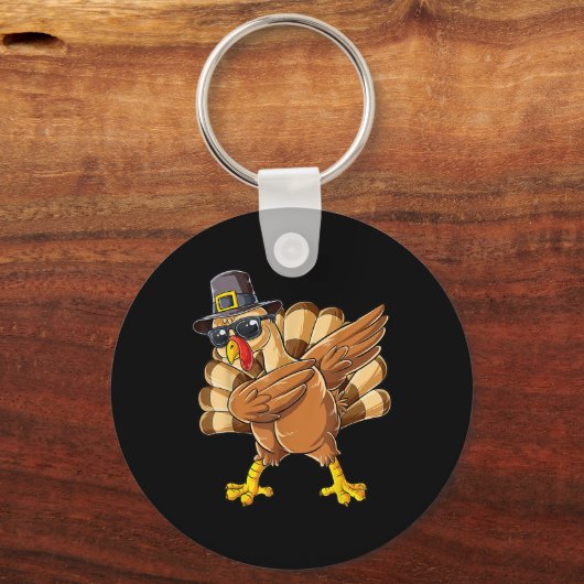 Dabbing Turkije gelukkig Thanksgiving dankbaar Tur Sleutelhanger (Voorkant)