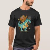 Dabbing Turkije op een dinosaurus Grappige Thanksg T-shirt (Voorkant)