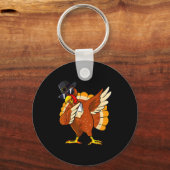Dabbing Turkije Thanksgiving Day Lgrim Jongens Kin Sleutelhanger (Voorkant)