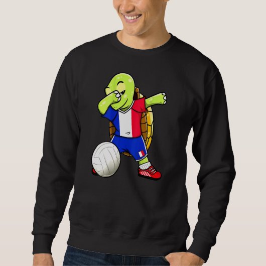 Dabbing Turtle France Volleyball Fans Jersey Frenc Trui (Voorkant)