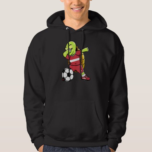 Dabbing Turtle Letland Voetbal Fans Jersey Lets F Hoodie (Voorkant)