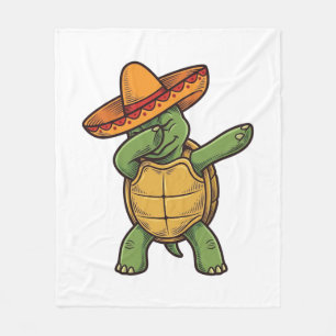 Dabbing Turtle Sombrero Vintage Vector Design_1 Fleece Deken