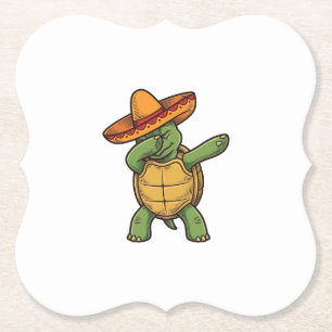 Dabbing Turtle Sombrero Vintage Vector Design_1 Kartonnen Onderzetters