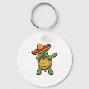Dabbing Turtle Sombrero Vintage Vector Design_1 Sleutelhanger