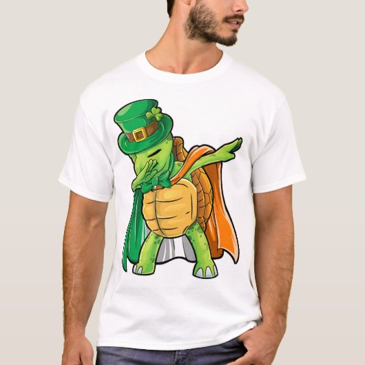 Dabbing Turtle St Patricks Day Boys Leprechaun T-shirt (Voorkant)