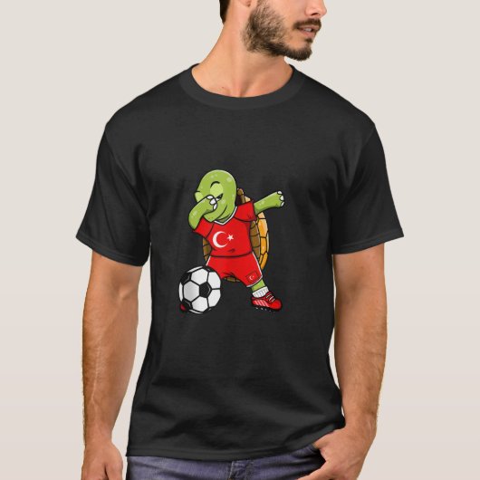 Dabbing Turtle Turkije Voetbal Fans Jersey Turks F T-shirt (Voorkant)