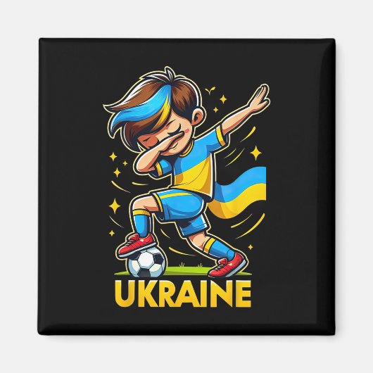 Dabbing Ukraina Kinderen Voetbalshirt Met Uk Magneet (Voorkant)