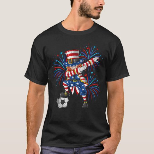 Dabbing Uncle Sam 4th of July Voetbal Amerikaanse  T-shirt (Voorkant)