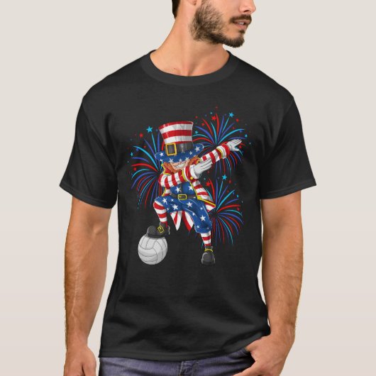 Dabbing Uncle Sam 4th of July Volleybal T-shirt (Voorkant)