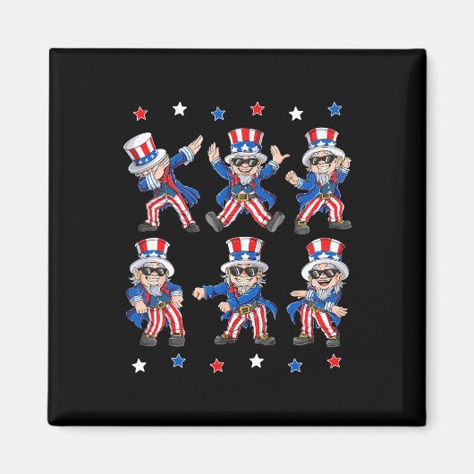 Dabbing Uncle Sam 4th van juli Jongens Meisjes Kin Magneet (Voorkant)