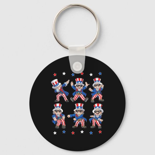 Dabbing Uncle Sam 4th van juli Jongens Meisjes Kin Sleutelhanger (Voorkant)