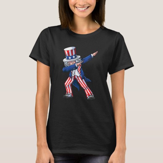 Dabbing Uncle Sam 4th van juli Kinder Mannen Kinde T-shirt (Voorkant)
