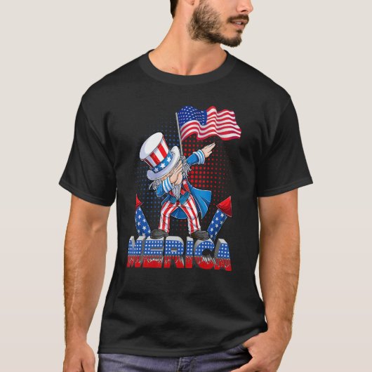 Dabbing Uncle Sam 4th van juli Patriottisch USA Am T-shirt (Voorkant)
