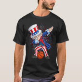 Dabbing Uncle Sam Basketbal Onafhankelijkheidsdag T-shirt (Voorkant)