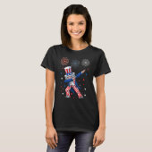 Dabbing Uncle Sam Fireworks 4th Of July Kids Boys  T-shirt (Voorkant volledig)