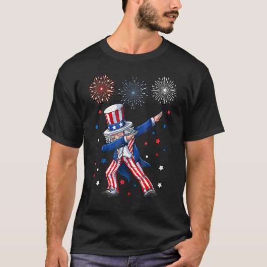 Dabbing Uncle Sam Fireworks 4th Of July Kids Boys T-shirt (Voorkant)