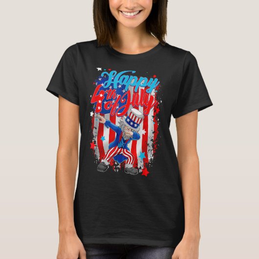 Dabbing Uncle Sam Happy 4th van juli T-shirt (Voorkant)