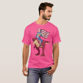 Dabbing Uncle Sam Riding Amerisaurus T Rex 4e van T-shirt (Voorkant volledig)