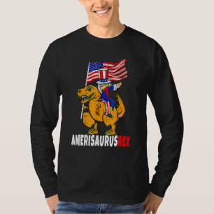 Dabbing Uncle Sam Riding Dinosaurus Rex 4th van ju T-shirt