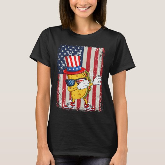 Dabbing Uncle Sam Taco Patriotic  4th of July T-shirt (Voorkant)