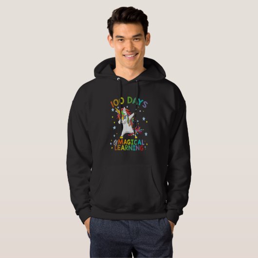 Dabbing Unicorn 100 Days Of Magical Learning 100th Hoodie (Voorkant volledig)