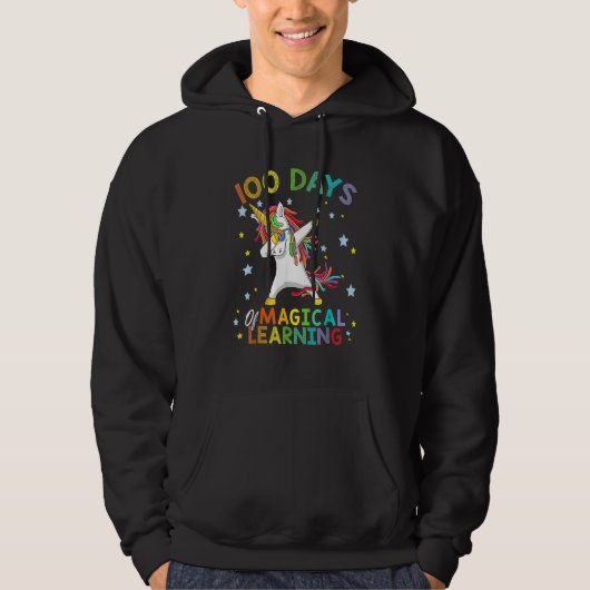 Dabbing Unicorn 100 Days Of Magical Learning 100th Hoodie (Voorkant)