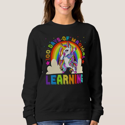 Dabbing Unicorn 100 Days Of Magical Learning 100th Trui (Voorkant)