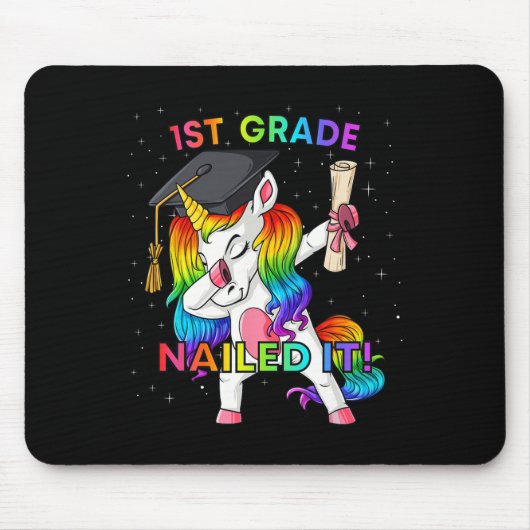 Dabbing Unicorn 1st graad Nailed IT Afstuderen Gir Muismat (Voorkant)