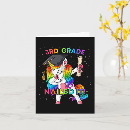 Dabbing Unicorn 3rd Grade Nailed It Afstuderen Gir Kaart (Gele Bloem)