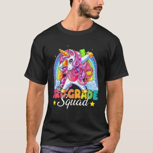 Dabbing Unicorn 3Rd Grade Squad Terug naar School T-shirt (Voorkant)