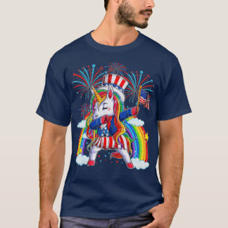 Dabbing Unicorn 4 juli: Kinder vrouwen in meisjes T-shirt