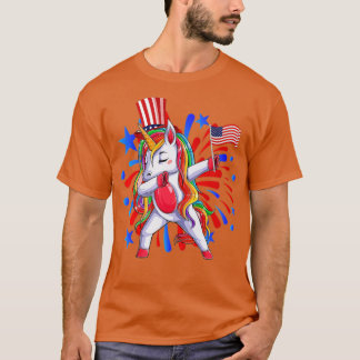 Dabbing Unicorn 4 juli: Kinder vrouwen in meisjes T-shirt