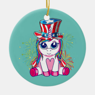 Dabbing Unicorn 4 juli: Kinder vrouwen meisjes Keramisch Ornament