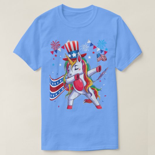 Dabbing Unicorn 4 juli meisjes Kinder jongens T-shirt (Design voorkant)