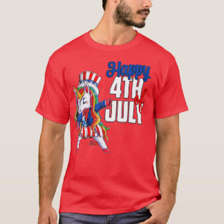 Dabbing Unicorn 4 juli oom Sam Girls Americ T-shirt
