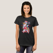 Dabbing Unicorn 4th Of July American Flag Hat Patr T-shirt (Voorkant volledig)