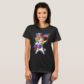 Dabbing Unicorn 4th of July Girls Kids Women Ameri T-shirt (Voorkant volledig)