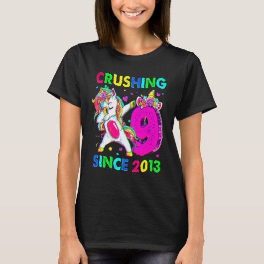 Dabbing Unicorn 9th Birth T-shirt (Voorkant)