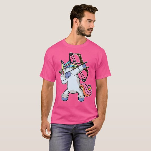 Dabbing Unicorn Archer Archery Bow Arrow T-shirt (Voorkant volledig)