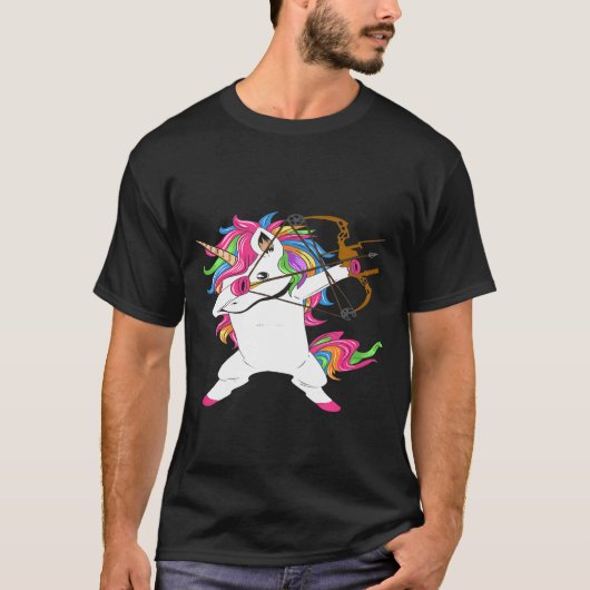 Dabbing Unicorn Archer Archery Bow Hunting T-shirt (Voorkant)