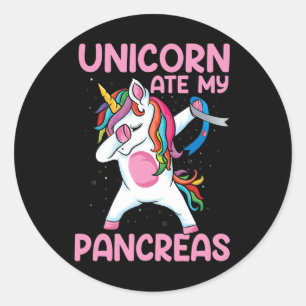Dabbing Unicorn Ate My Pancreas Type 1 Diabetes Aw Ronde Sticker
