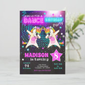 Dabbing Unicorn Birthday Invitation / Dance Party Kaart (Staand voorkant)